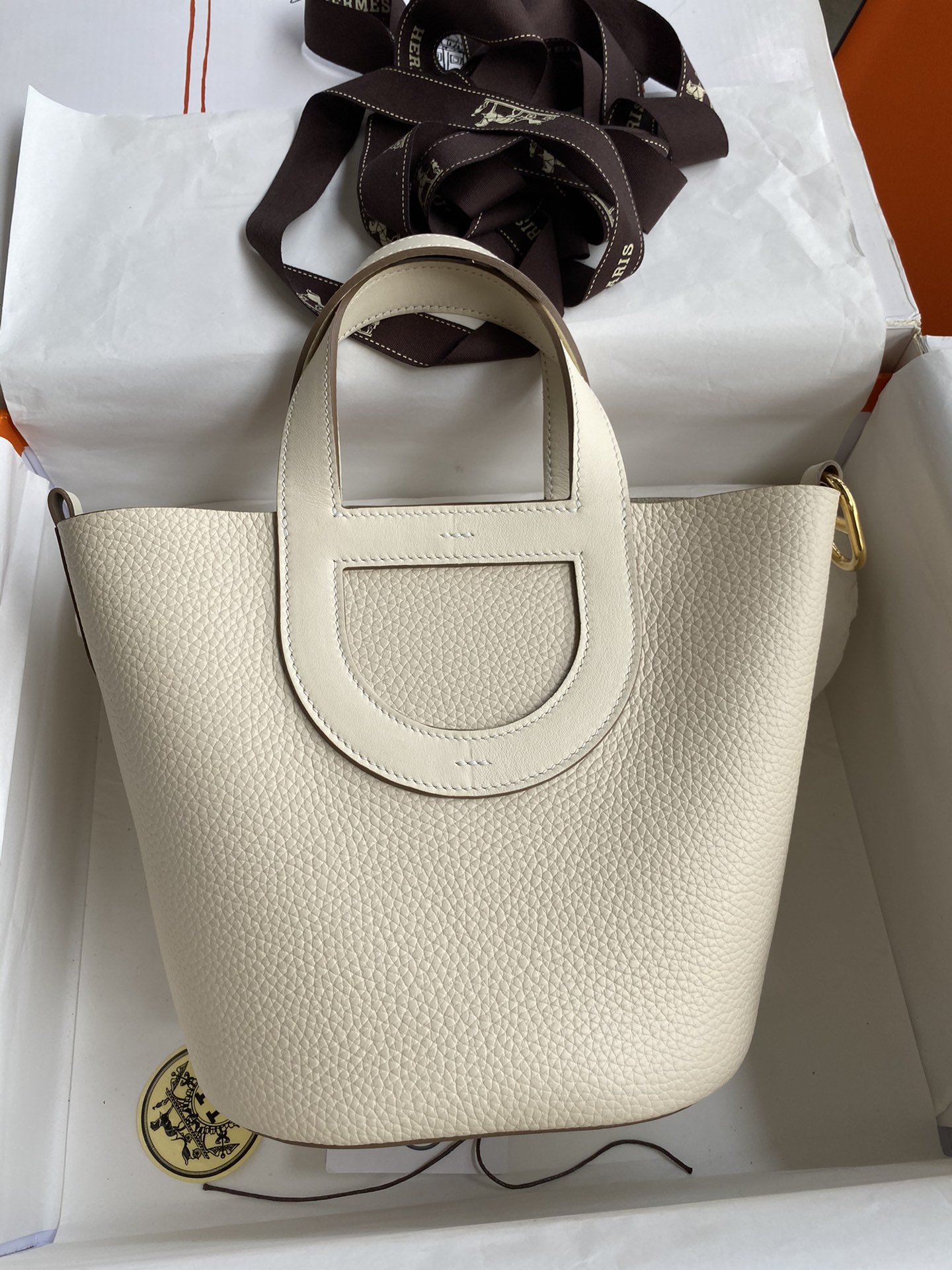 Hermes In The Loop 18 Bag In Cream White Clemence Leather